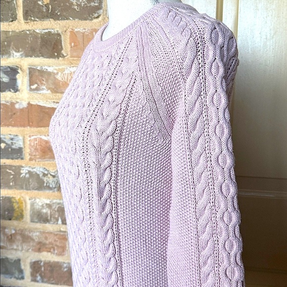 GAP Light Pink Cable Knit Cotton Sweater Mixed Weave Preppy Cozy Cabincore Sz S - Picture 4 of 12